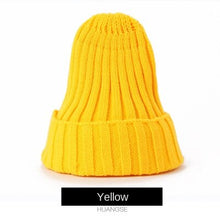 Lade das Bild in den Galerie-Viewer, Warm Winter Knit Beanie Hats Thickened Cap Korean Style Fluorescent Wool Solid Color Pullover Unisex