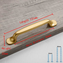 Load image into Gallery viewer, 2pcs Simple Style Matte Gold Cabinet Handles Solid Aluminum Alloy Kitchen Cupboard Pulls Drawer Knobs