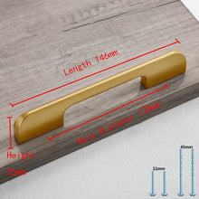 Load image into Gallery viewer, 2pcs Simple Style Matte Gold Cabinet Handles Solid Aluminum Alloy Kitchen Cupboard Pulls Drawer Knobs