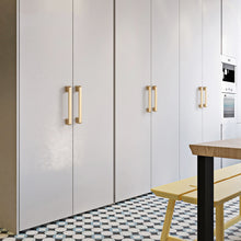 Load image into Gallery viewer, 2pcs Simple Style Matte Gold Cabinet Handles Solid Aluminum Alloy Kitchen Cupboard Pulls Drawer Knobs