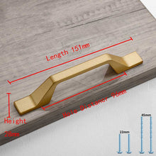 Load image into Gallery viewer, 2pcs Simple Style Matte Gold Cabinet Handles Solid Aluminum Alloy Kitchen Cupboard Pulls Drawer Knobs