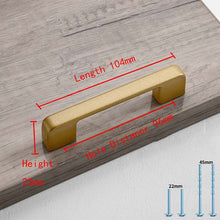 Load image into Gallery viewer, 2pcs Simple Style Matte Gold Cabinet Handles Solid Aluminum Alloy Kitchen Cupboard Pulls Drawer Knobs