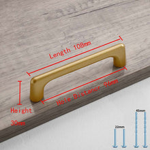 Load image into Gallery viewer, 2pcs Simple Style Matte Gold Cabinet Handles Solid Aluminum Alloy Kitchen Cupboard Pulls Drawer Knobs