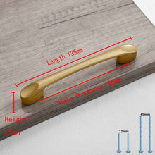 Load image into Gallery viewer, 2pcs Simple Style Matte Gold Cabinet Handles Solid Aluminum Alloy Kitchen Cupboard Pulls Drawer Knobs