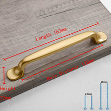 Load image into Gallery viewer, 2pcs Simple Style Matte Gold Cabinet Handles Solid Aluminum Alloy Kitchen Cupboard Pulls Drawer Knobs