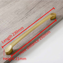 Load image into Gallery viewer, 2pcs Simple Style Matte Gold Cabinet Handles Solid Aluminum Alloy Kitchen Cupboard Pulls Drawer Knobs