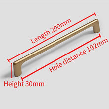 Load image into Gallery viewer, 2pcs Simple Style Matte Gold Cabinet Handles Solid Aluminum Alloy Kitchen Cupboard Pulls Drawer Knobs
