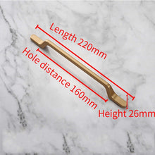 Load image into Gallery viewer, 2pcs Simple Style Matte Gold Cabinet Handles Solid Aluminum Alloy Kitchen Cupboard Pulls Drawer Knobs