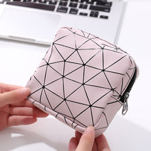 Load image into Gallery viewer, 2PCS 4 Colors Geometric Rhombus Pu Waterproof Women Cotton Strips Cosmetic Lipstick Travel out Storage Bag with Zipper