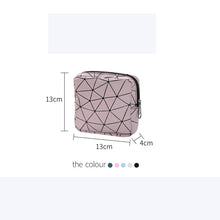 Load image into Gallery viewer, 2PCS 4 Colors Geometric Rhombus Pu Waterproof Women Cotton Strips Cosmetic Lipstick Travel out Storage Bag with Zipper
