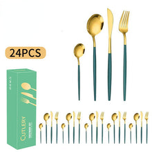 Lade das Bild in den Galerie-Viewer, 304 Stainless Steel Flatware Sets 6 People Western Food/Steak Knife, Fork and Spoon Gift Set