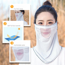 Lade das Bild in den Galerie-Viewer, 2pcs Ice Silk Mesh Sunscreen Veil Scarf Summer Ice Silk Face Mask for Outdoor Cycling