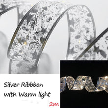 Load image into Gallery viewer, 2m/5m LED Light Christmas Ribbon Bows with LED Christmas Tree Ornaments New Year Home Decor