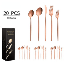Lade das Bild in den Galerie-Viewer, 304 Stainless Steel Flatware Sets Five Components 20-Piece Set Western Dessert Steak Knife and Fork Rose Gold