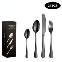 Lade das Bild in den Galerie-Viewer, 304 Stainless Steel Flatware Sets Western Tableware Four Components 24PCs Knife Spoon Fork Tea Spoon Golden