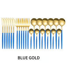 Lade das Bild in den Galerie-Viewer, 304 Stainless Steel Flatware Sets 24-Piece Set Table Knife Gold Mirror Polished Spoon Fork