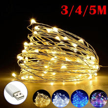 Load image into Gallery viewer, 3/4/5m Copper Wire LED String Holiday Lighting Fairy Garland Christmas Tree Wedding Party Decoration