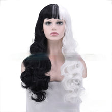 Lade das Bild in den Galerie-Viewer, Women Wig Mid-Length Black and White Long Curly Hair Headgear W213
