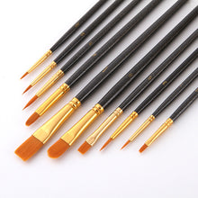 Load image into Gallery viewer, 10 PCs Black Stick Multifunctional Nylon Hair Watercolor Brushes