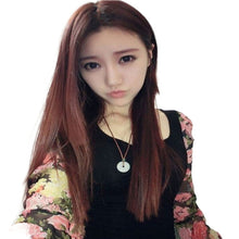 Load image into Gallery viewer, Women Wig Center-Parted Bangs Solid Color Long Straight Hair Realistic W216