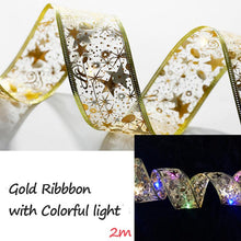 Load image into Gallery viewer, 2m/5m LED Light Christmas Ribbon Bows with LED Christmas Tree Ornaments New Year Home Decor