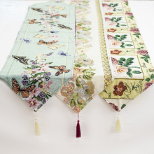 Lade das Bild in den Galerie-Viewer, 170 * 34cm Butterfly Embroidery Flower Cotton Linen Table Runner Retro Furnishings Decoration