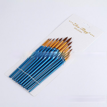 Load image into Gallery viewer, 12 Nylon Hair Flat Head Blue Rod Oil Painting Writing Brush for Art