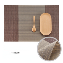 Lade das Bild in den Galerie-Viewer, 2PCs Christmas Tablecloths Woven Horizontal Stripes Textilene Placemat PVC Waterproof Non-Slip