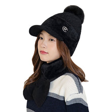 Lade das Bild in den Galerie-Viewer, Warm Winter Knit Beanie Hats Women's Autumn Wool Cute Wild Scarf Set Fleece-Lined Thickened Unisex