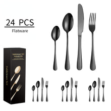 Lade das Bild in den Galerie-Viewer, 304 Stainless Steel Flatware Sets Western Tableware Four Components 24PCs Knife Spoon Fork Tea Spoon Golden