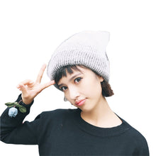 Load image into Gallery viewer, Warm Winter Knit Beanie Hats Rabbit Fur Women Winter Korean Warm All-Matching Woolen Pullover Unisex
