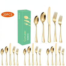 Lade das Bild in den Galerie-Viewer, 304 Stainless Steel Flatware Sets 20pcs Western Food/Steak Knife, Fork and Spoon Tableware Set