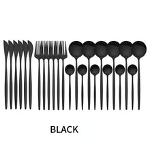 Lade das Bild in den Galerie-Viewer, 304 Stainless Steel Flatware Sets 24-Piece Set Table Knife Gold Mirror Polished Spoon Fork