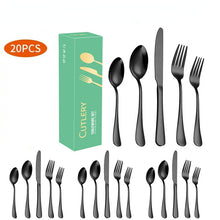 Lade das Bild in den Galerie-Viewer, 304 Stainless Steel Flatware Sets 20pcs Western Food/Steak Knife, Fork and Spoon Tableware Set