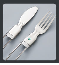 Lade das Bild in den Galerie-Viewer, 304 Stainless Steel Flatware Sets 5pcs/set Spoon Fork Chopsticks Half Folding Outdoor Picnic Travel Portable Foldable