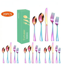 Lade das Bild in den Galerie-Viewer, 304 Stainless Steel Flatware Sets 20pcs Western Food/Steak Knife, Fork and Spoon Tableware Set
