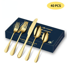 Load image into Gallery viewer, 304 Stainless Steel Flatware Sets Five Components 40PCs Western Dessert Steak Knife and Fork Spoon Multi-Color Optional
