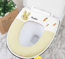 Load image into Gallery viewer, 3pcs Toilet Seat Cover Pads Embroidery Cartoon Zipper Winter Thicker