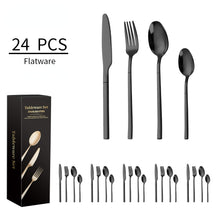 Lade das Bild in den Galerie-Viewer, 304 Stainless Steel Flatware Sets Western Food/Steak Knife Fork Spoon Four Components 24pcs