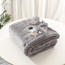 Load image into Gallery viewer, Babies' Blanket Double-Layer Thick Flannel Lambswool Breathable Thermal Coral Fleece Embroidered Blanket