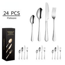 Lade das Bild in den Galerie-Viewer, 304 Stainless Steel Flatware Sets Western Tableware Four Components 24PCs Knife Spoon Fork Tea Spoon Golden