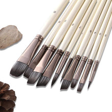 Load image into Gallery viewer, 10 pcs Nylon Hair Brush Sets Watercolor Acrylic Oil Paints Brushes