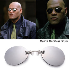 Lade das Bild in den Galerie-Viewer, Sunglasses sun Shades Nose Clip Matrix Morpheus Clip Metal Small round Rim Mini unisex
