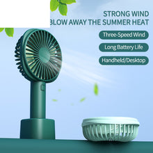 Load image into Gallery viewer, Mini Portable Handheld Fan with Base Rechargeable USB Silent Small Fan Long Battery Life for Travel
