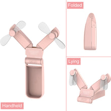 Load image into Gallery viewer, Mini  Handheld Double Head Electric Fan USB Rechargeable Adjustable Portable Foldable Lovely Mini Fo
