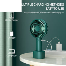 Load image into Gallery viewer, Mini Portable Handheld Fan with Base Rechargeable USB Silent Small Fan Long Battery Life for Travel
