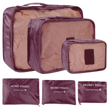 Load image into Gallery viewer, 6pcs Travel Storage Bag Set for Clothes Tidy Organizer Wardrobe Suitcase Pouch Travel Organizer Bag Case Shoes Packing Cube Bag
