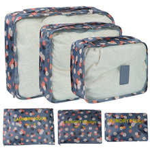 Load image into Gallery viewer, 6pcs Travel Storage Bag Set for Clothes Tidy Organizer Wardrobe Suitcase Pouch Travel Organizer Bag Case Shoes Packing Cube Bag
