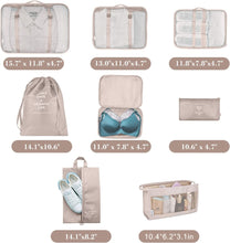 Lade das Bild in den Galerie-Viewer, 8 Set Luggage Organizers with Shoe Bag Packing Cubes for Travel Cosmetics Bag Compression Cells Wearable Waterproof Storage Bag
