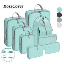 Load image into Gallery viewer, 9PCS Compressed Packing Cubes Travel Storage Organizer Set With Shoe Bag Mesh Visual Luggage Portable Lightweight Suitcase Bag
